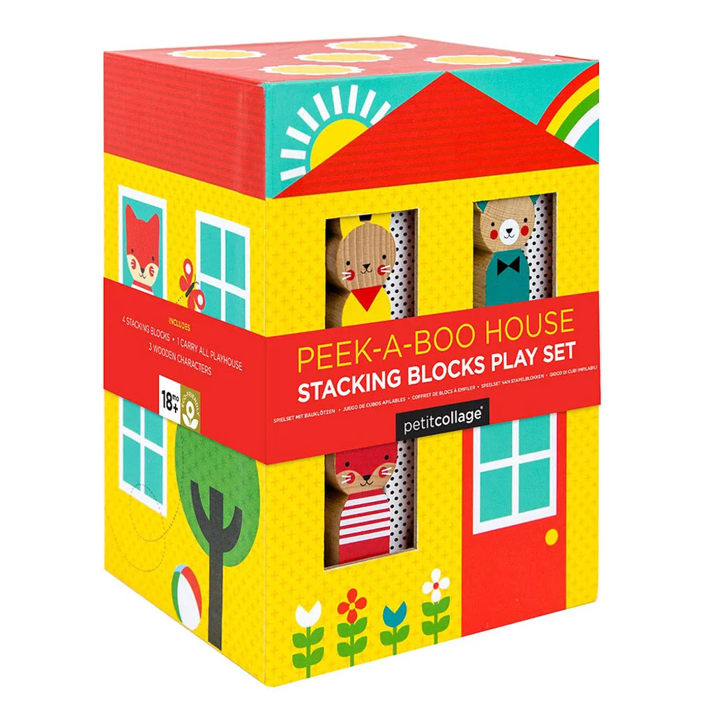 Petit Collage Peek-A-Boo House Stacking Blocks Play Set