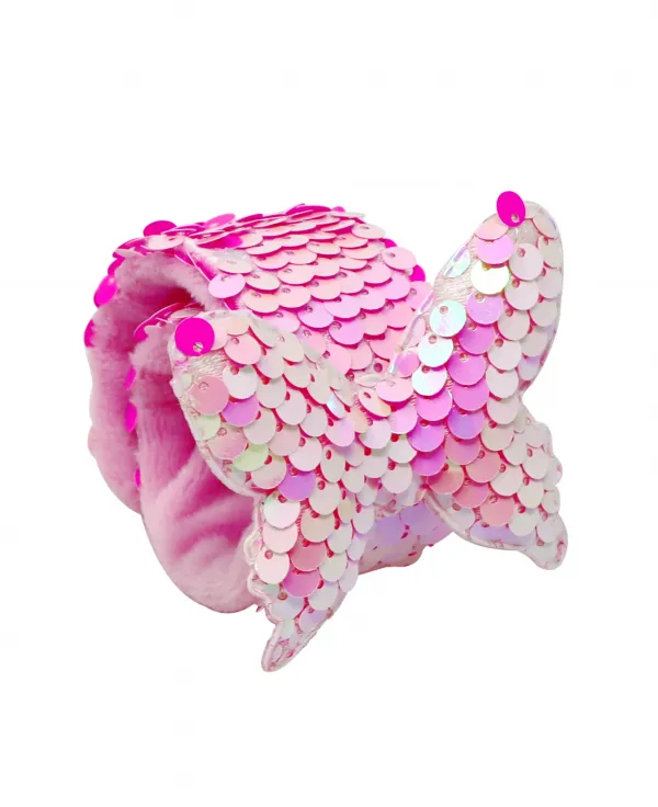 Pink Poppy Butterfly Sequin Slap Bracelet