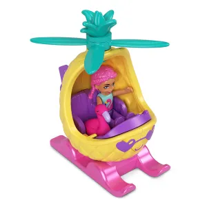 Polly Pocket Mini Pineapple Helicopter and Hot Pink Flamingo Sidekick