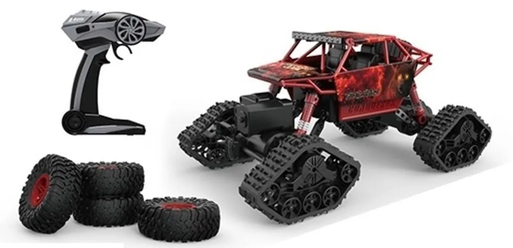Rock Through 1:18 Remote Control Off Roader With Tracks Red Firewolf Climb