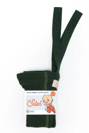 Silly Silas: Footed Tights - Dark Forest Green