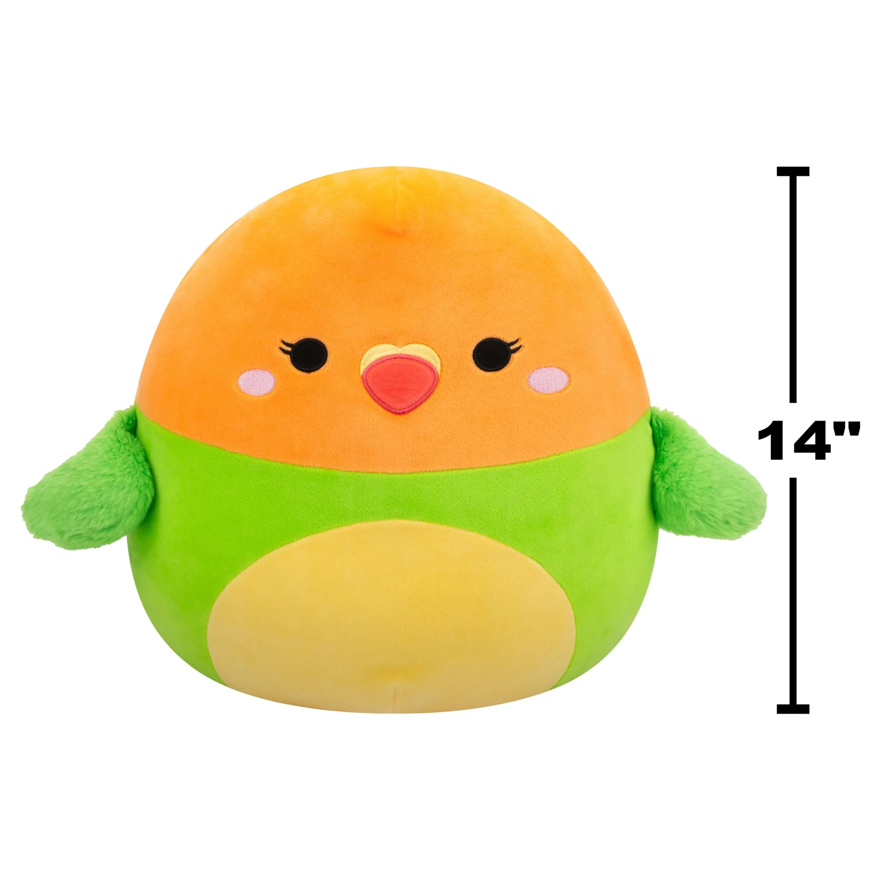 Squishmallows 14 Inch S20 Plath Green And Orange Love Bird