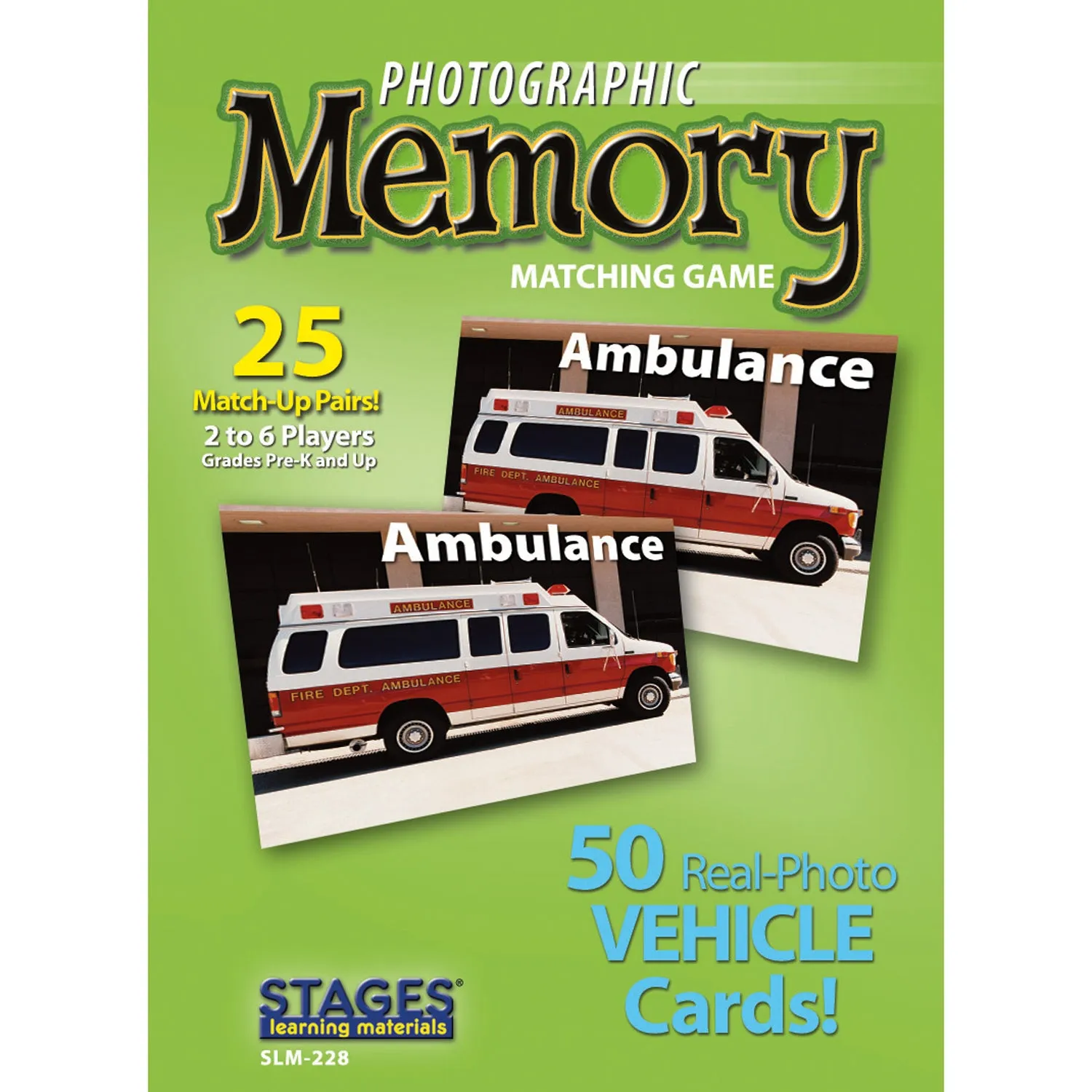 Stages Learning Photographic Memory Match Game - Vehicles Edition - 3 Pack