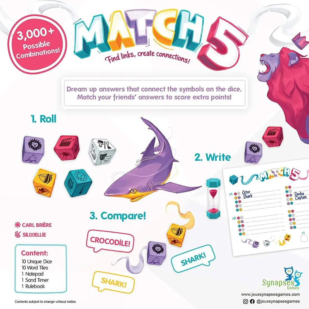 Synapses Games Match 5 Creative Word Linking Board Game