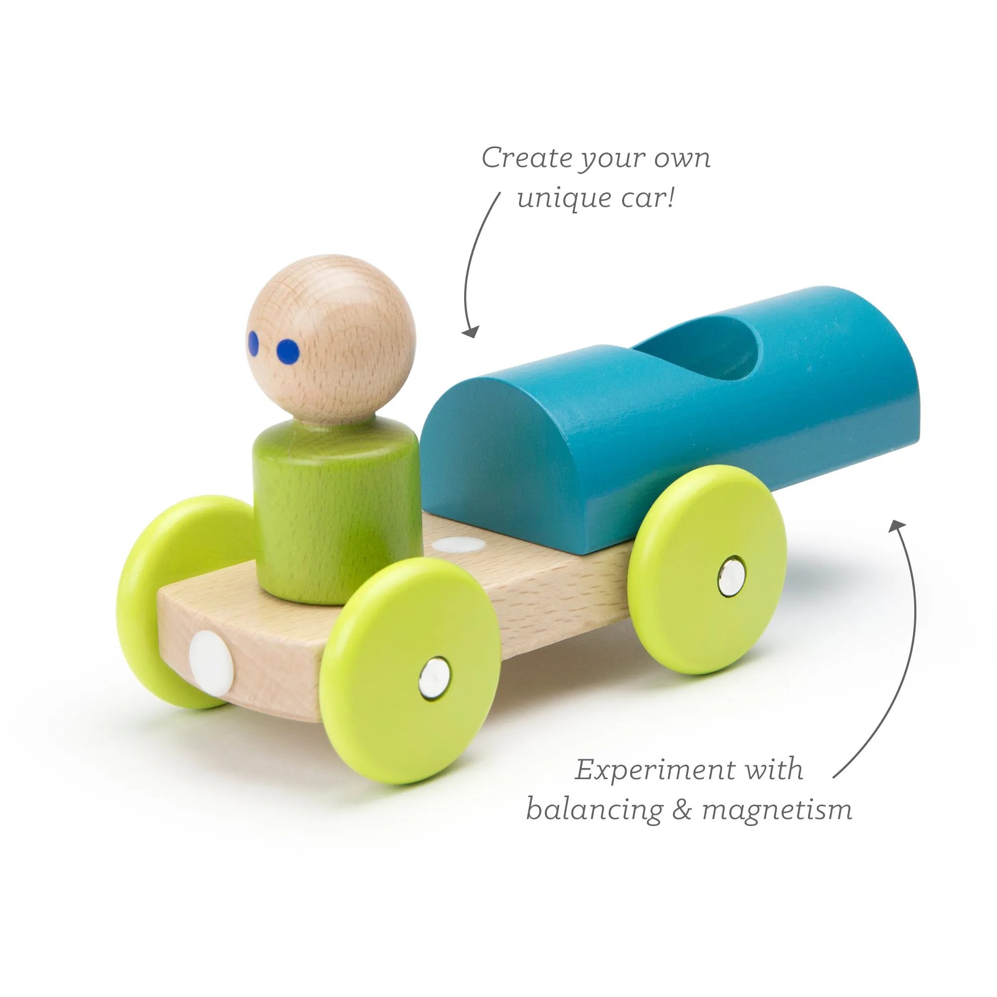 Tegu Magnetic Racers Teal Racer Wooden Blocks