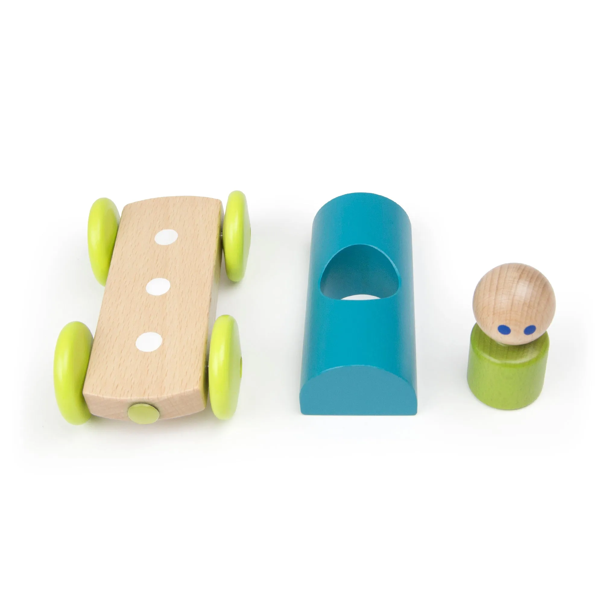 Tegu Magnetic Racers Teal Racer Wooden Blocks