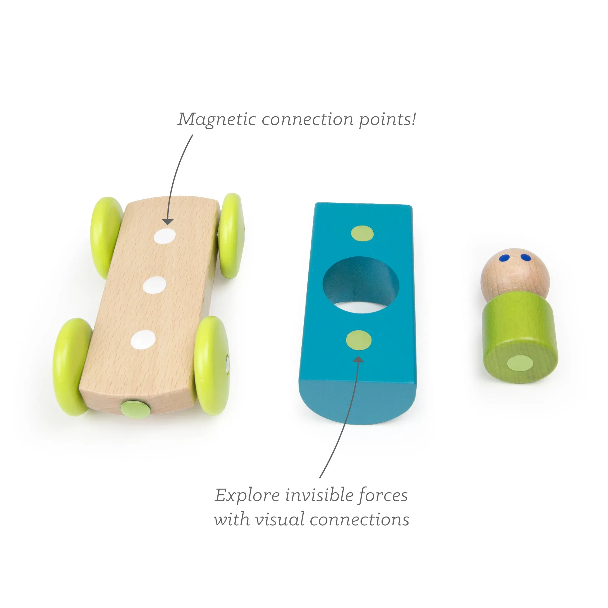 Tegu Magnetic Racers Teal Racer Wooden Blocks