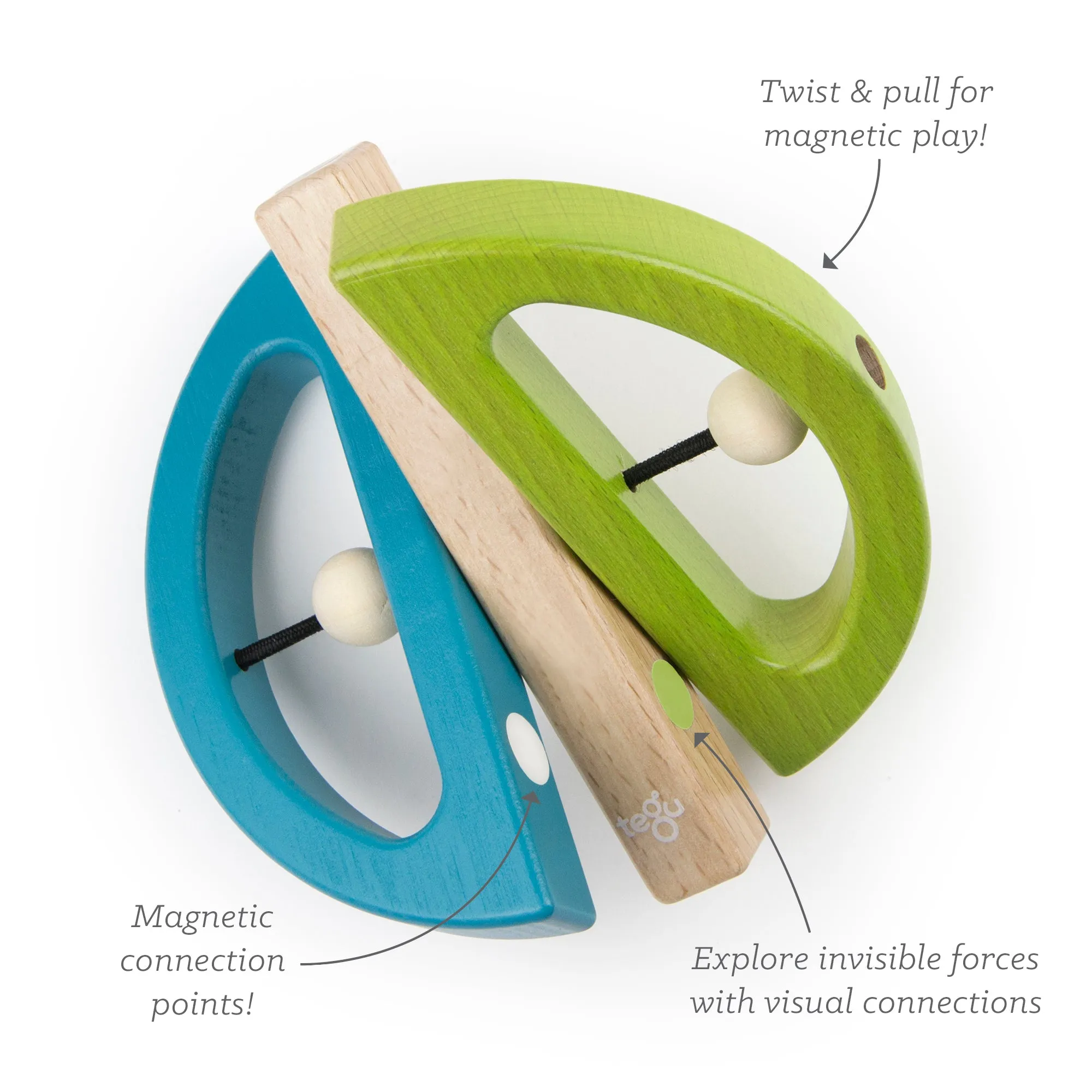Tegu Swivel Bugs Green & Teal Magnetic Wooden Blocks