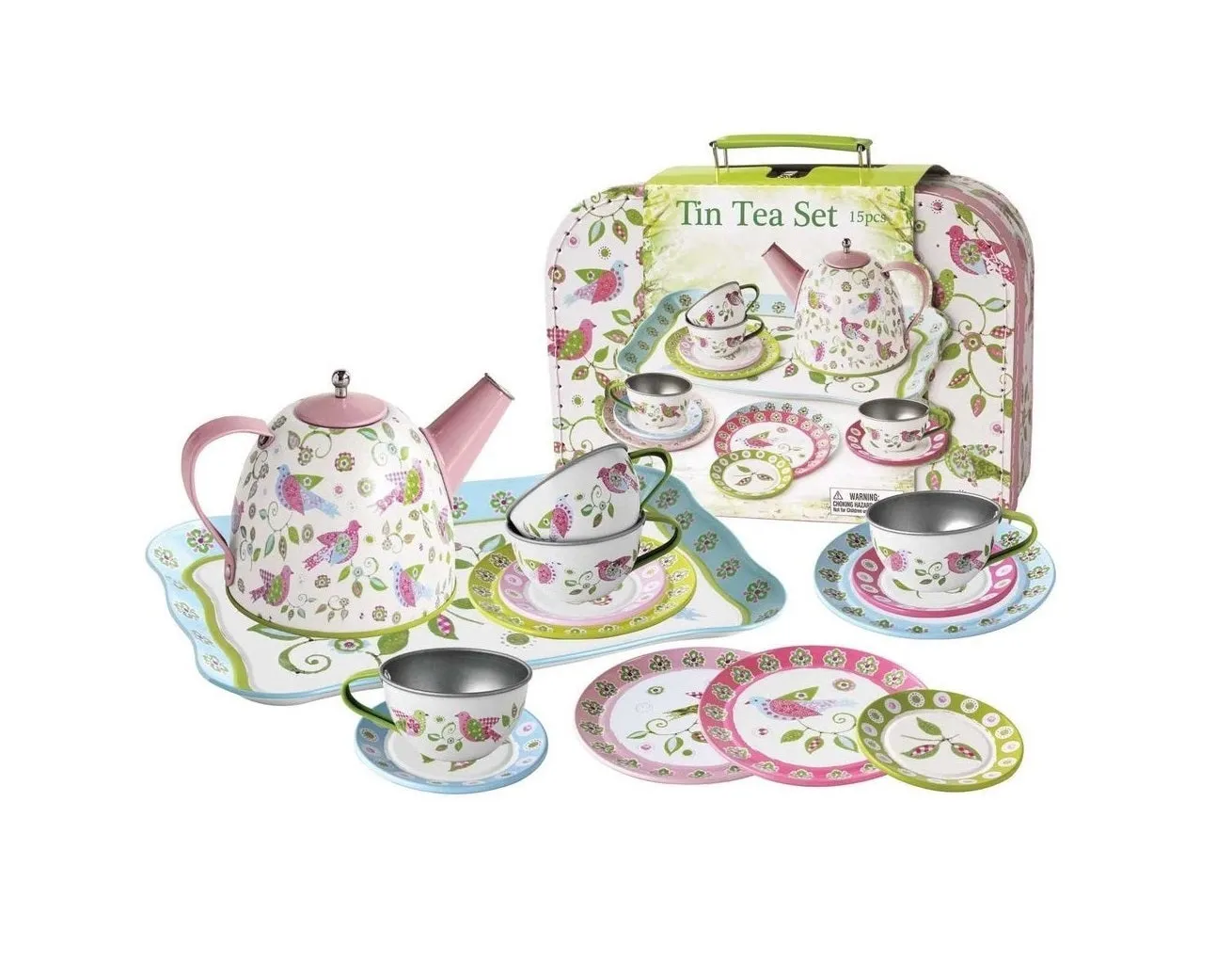 Tin Tea Set - Bird in Suitcase